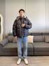 Teenie Weenie Men小熊男裝輕量零壓防潑水撞色可拆卸帽厚款羽絨服 黑色 M 曬單實拍圖