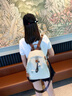 古梵緹雙肩包女 新款時(shí)尚百搭軟皮旅行背包 生日實(shí)用禮物送女友送老婆米白色+可愛(ài)掛件 曬單實(shí)拍圖