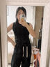 白色萊賽爾天絲外穿背心女裝夏季遮副乳寬松薄款百搭圓領(lǐng)無(wú)袖上衣 黑色 M 曬單實(shí)拍圖