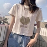 LPOX短袖女夏季新款甜辣妹鹽系短袖t恤女小個子高腰百搭短款上衣女 杏色愛心[優(yōu)質(zhì)面料]不起球 M 86-105斤 曬單實拍圖