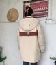 鴨鴨中長(zhǎng)款羽絨服女2025冬季新款撞色連帽收腰時(shí)尚加厚顯瘦派克服外套 酒紅色 M 曬單實(shí)拍圖