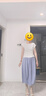 Olrain歐芮兒法式白色T恤女夏季2025新款通勤小蓋袖收腰套頭衫 米白色 S 曬單實拍圖