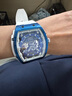 布加迪（BONEST GATTI）德國手表男士機械表全自動(dòng)鏤空防水夜光腕表生日新年禮物送男友 BG5602-A4藍殼藍面白膠帶 曬單實(shí)拍圖