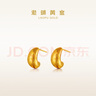 老鋪黃金古法手工足金耳飾 · 錘紋經(jīng)典款耳環(huán)（寬邊款） 一對金重約6.0g（含膠墊） 曬單實拍圖