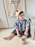 G.DUCKKIDS男童夏裝條紋襯衫套裝2025新款寶寶洋氣學(xué)院風女童短袖兒童兩件套 藍色-252220 120 cm 曬單實拍圖