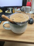 inmindhouse 大肚牛奶早餐杯陶瓷泡燕麥片杯子帶蓋勺大號容量可微波歐式600ml 漸變灰600ml（木柄勺+木蓋） 曬單實拍圖