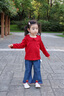 幼歌（YOUGE）嬰幼兒秋季新款純色木耳邊柔軟上衣舒適娃娃領(lǐng)打底衫潮 紅色 90 cm 曬單實(shí)拍圖