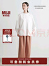 無印良品（MUJI）女式 麻 寬版褲  褲子女款早秋款寬松休閑褲 女裝 BE1SKC4A 棕色 XL （165/74A） 曬單實拍圖