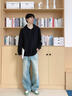 名創(chuàng)優(yōu)品（MINISO）藏青色衛(wèi)衣男春秋季開衫外套2025新款青少年寬松百搭重磅連帽衣服 藏青(純色) XL /180(體重140-160斤) 曬單實拍圖