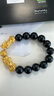 中國黃金（CHINA GOLD）黃金金錢珠手鏈男款足金雙貔貅黑瑪瑙手串節(jié)日生日禮物送男友愛人 14mm黑瑪瑙2貔貅12mm金錢珠 約7-7.2g 曬單實拍圖