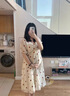ARTFULMOM英國孕婦夏裝連衣裙2025新款薄款甜美短袖時(shí)尚大碼寬松顯瘦孕婦裙 米杏色 XL 曬單實(shí)拍圖