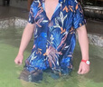速浪沙灘襯衫可下水速干沙灘褲夏威夷海邊度假 一葉知秋深夜黑套裝 L 曬單實(shí)拍圖