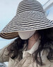 爾山集日系可折疊夏季條紋漁夫帽女新款長(cháng)防曬帽子時(shí)尚盆帽大頭圍太陽(yáng)帽 條紋大帽檐-黑白 曬單實(shí)拍圖
