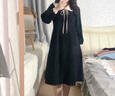 范思藍恩撞色領(lǐng)針織連衣裙女秋冬新款顯瘦收腰黑色高腰裙子14194 黑色 L 曬單實(shí)拍圖