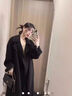 鄂爾多市產(chǎn)2025秋冬新款駝色雙面呢羊絨大衣女中長款韓版寬松小個 黑色 M 曬單實拍圖