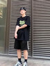 杉努短褲男士夏季冰絲運(yùn)動(dòng)潮牌大碼五分褲衩子潮流休閑男生美式籃球褲 黑色 XL 曬單實(shí)拍圖