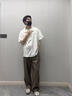 VUUG短袖襯衫男士冰絲白色薄款夏季寬松潮牌痞帥外套襯衣 白色 2XL 曬單實拍圖