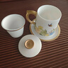 京峰閣 茶具茶杯 高檔羊脂玉瓷家用送禮陶瓷水杯辦公杯茶水分離泡茶杯 海川杯-悅心花語 曬單實拍圖