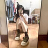 小碼女鞋313233夏季新款小個(gè)子厚底腳帆布鞋女板鞋34碼 黑色【增高5cm】 34 曬單實(shí)拍圖