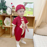 G.DUCKKIDS小黃鴨一周歲禮服男寶寶抓周衣服國風百天百日宴滿月嬰兒衣服夏季 紅色+香囊 66cm 66碼0-3月建議寶寶4-6公斤 曬單實拍圖
