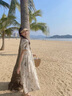 ELSA KEITH日本輕奢品牌孕婦裝夏季新款連衣裙氣質(zhì)甜美淑女雪紡時髦大碼女 杏色 M 曬單實拍圖