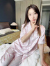 VENTIONkitty綢緞?wù)娼z睡衣女甜美少女公主桑蠶絲家居服送閨蜜生日禮物 蕾絲kitty【短袖三件套】 M 曬單實(shí)拍圖
