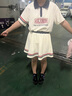 ASK JUNIOR度假風(fēng)套裝女童2025夏兒童針織polo衫短裙網(wǎng)球服兩件 米白  170  曬單實拍圖