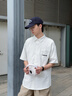 fingercroxxit襯衫男短袖休閑寬松青少年半袖夏季冰絲透氣襯衣男 白 L 曬單實拍圖