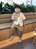 迪士尼（Disney）男童夏裝襯衫套裝2024新款洋氣男孩寶寶夏款兒童夏季時髦短袖衣服 卡其色 110cm(110cm) 曬單實拍圖