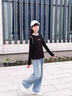 女童長袖t恤兒童韓系打底衫春秋2025新款內(nèi)搭上衣大童女孩T恤春裝 黑色 150 曬單實(shí)拍圖