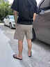 羅蒙（ROMON）高端夏季寬松痞帥五分褲男士運動(dòng)褲涼感透氣百搭褲衩休閑褲短褲男 卡其色 XL 【建議120-140斤】 曬單實(shí)拍圖