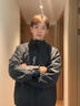 霖蒂歐中年男士外套春秋款潮牌立領(lǐng)夾克寬松休閑男裝潮流百搭短款上衣服 黑色 XL 曬單實拍圖
