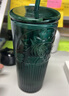 星巴克（Starbucks）墨綠色女神款玻璃杯550ml吸管杯辦公室復(fù)古冷水杯七夕禮物 曬單實拍圖