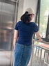 Levi's【商場同款】李維斯25年夏季新款女士針織休閑短袖T恤0019T 靛藍(lán) L 曬單實(shí)拍圖