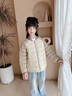高梵兒童羽絨服黑金5.0鵝絨服男女童寶寶輕薄撞色立領短款羽絨外套 YT淺米灰 120 （充絨量52g） 曬單實拍圖