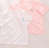 小三月嬰兒夏薄款衣服短袖t恤冰絲莫代爾分體上衣空調服1歲男女寶寶夏裝 【柔滑高彈】D198粉色+白色 66 cm 建議12-16斤 曬單實拍圖