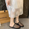 百麗踏羊皮版法式網(wǎng)面編織包頭半拖鞋女2025夏季新款外穿平底漁網(wǎng)涼拖鞋 黑色(升級(jí)版) 35 曬單實(shí)拍圖