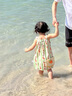 班喜迪女童夏裝連衣裙2025新款洋氣兒童吊帶沙灘公主裙寶寶小童裙子夏季 綠色 100 cm 曬單實(shí)拍圖