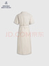 布克兄弟（BrooksBrothers）女士25早秋新款亞麻翻領(lǐng)收腰文藝連衣裙 B275-米色 L 曬單實拍圖