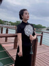 素織錦黑色新中式旗袍連衣裙女士夏季2025高級感氣質(zhì)修身開叉包臀裙子 國風(fēng)流蘇盤扣旗袍連衣裙【黑色】 M 曬單實拍圖