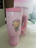 野獸派家居（tbh）Hello Kitty巨無霸保溫吸管杯水杯不銹鋼保冷杯 巨無霸保溫吸管杯 粉色豹紋 1200ml 含mini收納包掛件 曬單實拍圖