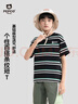 小豬班納兒童短袖夏季2025新款男孩潮流撞色條紋T恤男大童衣服9-14歲夏裝  曬單實(shí)拍圖