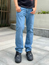 Calvin KleinJeans【涼感】25春夏新款男士休閑通勤ck修身直筒牛仔褲4RAB703 UL9-牛仔淺藍(lán) 33 曬單實拍圖
