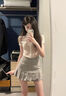 微光里韓系JK制服學(xué)院風(fēng)套裝純欲女高校供設(shè)計感甜美粉襯衫灰百褶裙兩件 粉色襯衫＋灰色百褶裙 M 曬單實拍圖