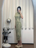 妙奕嘉新中式連衣裙改良版旗袍高級感中國風裙子2025夏季新款女裝小個子 東方韻竹旗袍 XL 【建議110-120斤】 曬單實拍圖