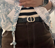 CONCISE KITE【真皮】頭層牛皮腰帶皮帶女士搭配西裝牛仔褲連衣裙裝飾輕奢品牌 黑色/教師節禮物送女老師 105cm (帶寬2.4cm)生日送女友老婆 曬單實(shí)拍圖