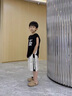 G.DUCKKIDS男童套裝夏季2025新款中大兒童背心運(yùn)動(dòng)服韓版男孩痞帥氣時(shí)髦衣服 黑色 120 （建議身高110cm  6-7歲）cm 曬單實(shí)拍圖