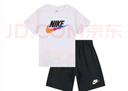 耐克（NIKE）官方男女童幼童T恤和短褲套裝夏季經(jīng)典輕便舒適II6486 010黑 120 M 曬單實(shí)拍圖