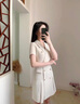 SUSTYLEG輕奢品牌西裝連衣裙夏季收腰顯瘦職業(yè)裙女氣質(zhì)輕熟風(fēng)工作服 米色短袖(2406款) 2XL 曬單實拍圖
