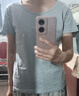 重磅純棉短袖t恤女半袖打底衫修身百搭顯瘦圓領(lǐng)收腰上衣t恤衫短款 湖藍色 M 建議：100-115 曬單實(shí)拍圖